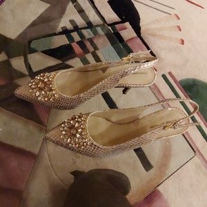 Brand new Adriennne Vittadini gold snakeskin